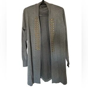 ESPERANZA Studded Longline Duster Cardigan – Grey – Size Large